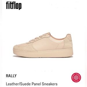 FITFLOP Stone Beige Leather Suede Panel Sneakers EUC LIKE NEW 7 Nude Light Latte